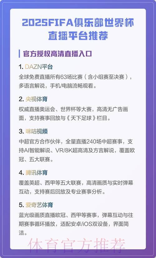 看世界杯直播的平台推荐有哪些 看世界杯直播的平台推荐有哪些